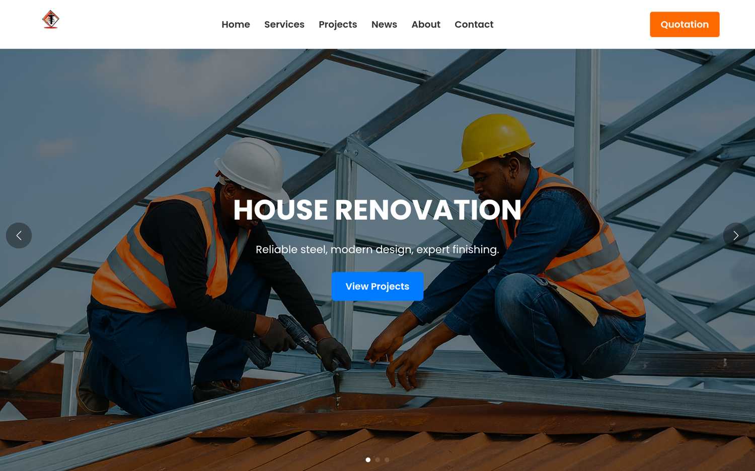 Tierytek Steel Construction — live website screenshot